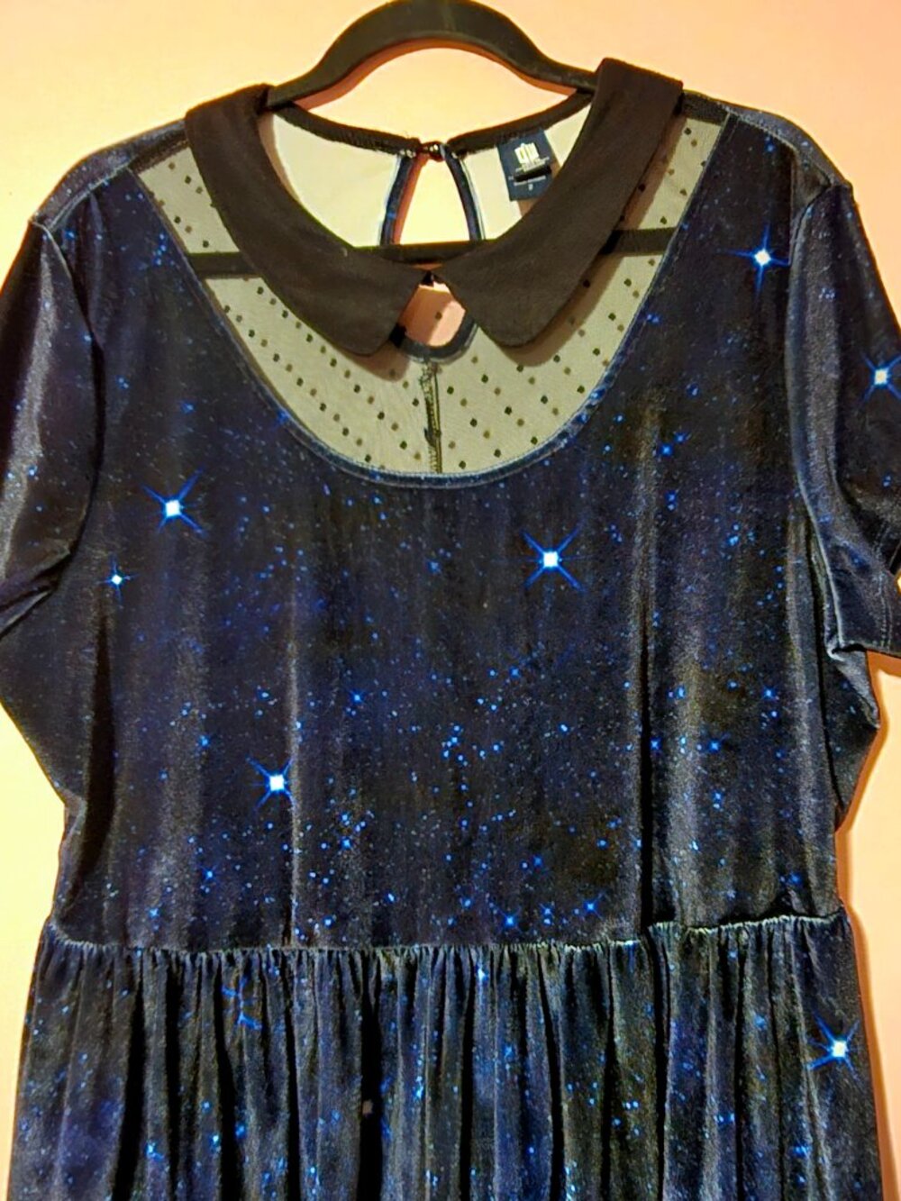 Torrid Doctor Who BBC Galaxy Blue TARDIS Velvet Dress Peter Pan Collar 2X - Picture 5 of 13